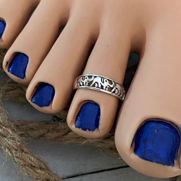Sterling Silver Elephant Band Toe Ring Midi Ring - Picture 1 of 3